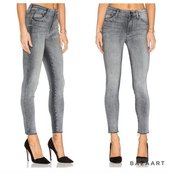 MOTHER High Waisted Looker Ankle Fray in Grim Shadows size 31 - Picture 1 of 14